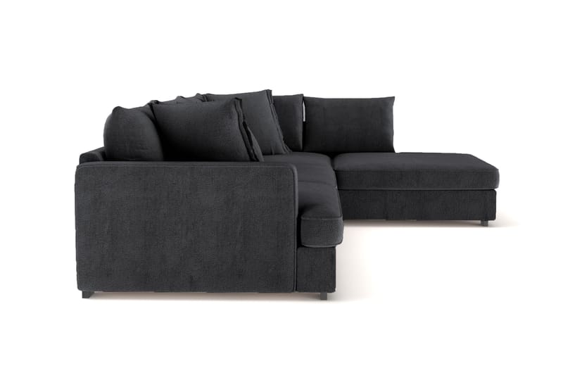 Rossita Lyx 4-seter Ekstra dyp Sofa med Sjeselong Høyre - Svart Chenille - Møbler - Sofaer - Sofaer med sjeselong - 4 seters sofa med divan