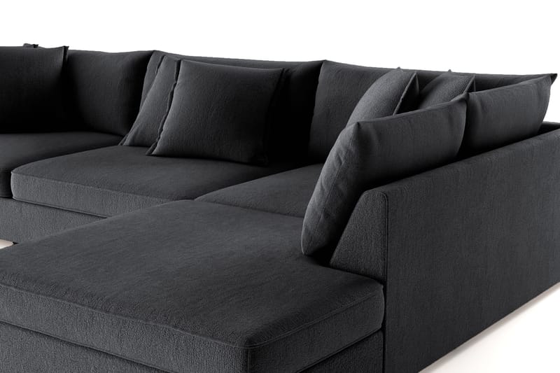 Rossita Lyx 4-seter Ekstra dyp Sofa med Sjeselong Høyre - Svart Chenille - Møbler - Sofaer - Sofaer med sjeselong - 4 seters sofa med divan
