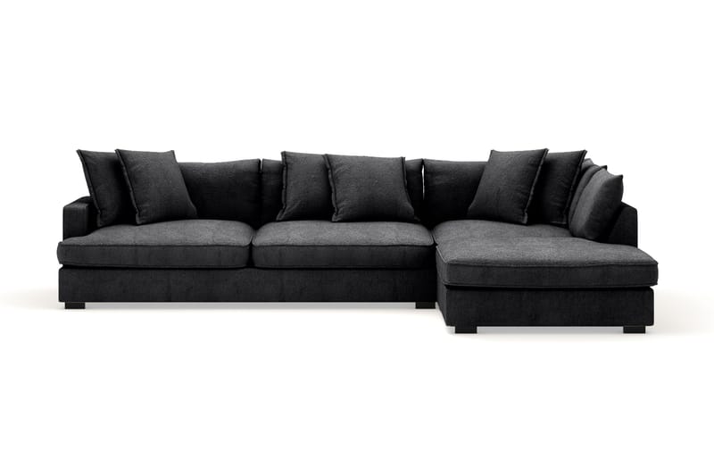 Rossita Lyx 4-seter Ekstra dyp Sofa med Sjeselong Høyre - Svart Chenille - Møbler - Sofaer - Sofaer med sjeselong - 4 seters sofa med divan