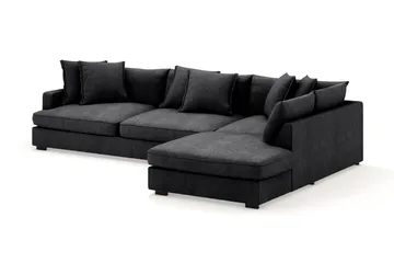 Rossita Lyx 4-seter Ekstra dyp Sofa med Sjeselong Høyre - Svart Chenille - Møbler - Sofaer - Sofaer med sjeselong - 4 seters sofa med divan