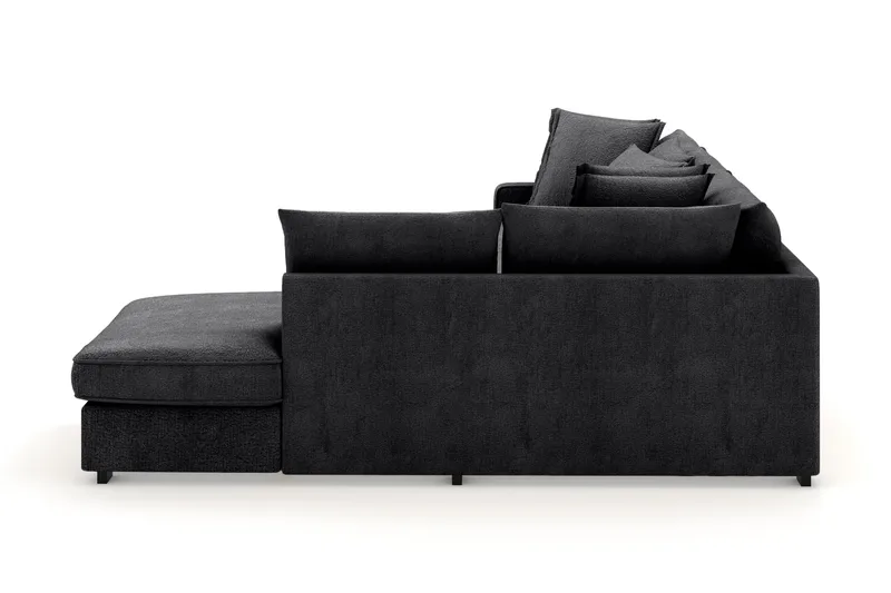 Rossita Lyx 4-seter Ekstra dyp Sofa med Sjeselong Høyre - Svart Chenille - Møbler - Sofaer - Sofaer med sjeselong - 4 seters sofa med divan