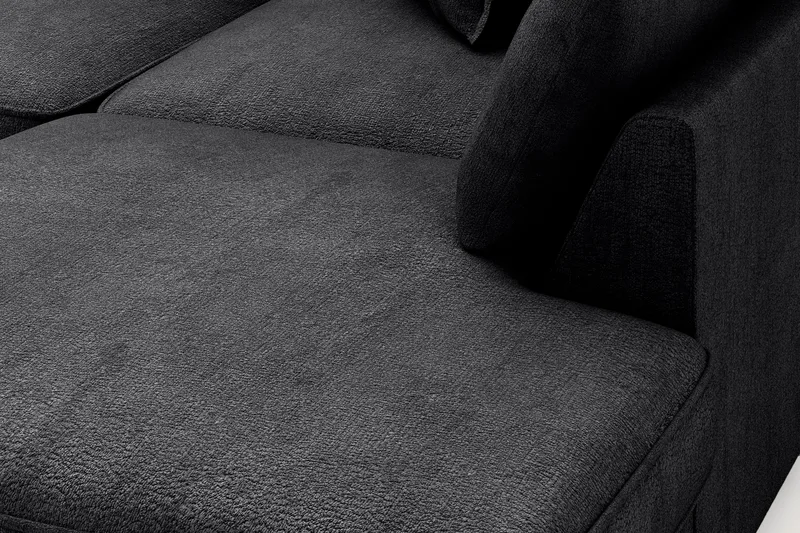 Rossita Lyx 4-seter Ekstra dyp Sofa med Sjeselong Høyre - Svart Chenille - Møbler - Sofaer - Sofaer med sjeselong - 4 seters sofa med divan