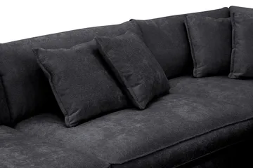 Rossita Lyx 4-seter Ekstra dyp Sofa med Sjeselong Høyre - Svart Chenille - Møbler - Sofaer - Sofaer med sjeselong - 4 seters sofa med divan
