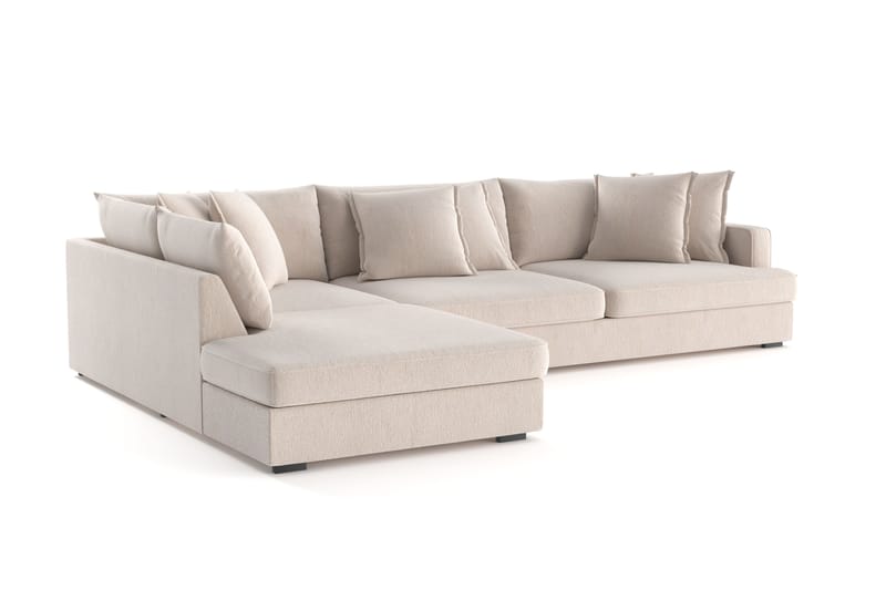Rossita Lyx 4-seter Ekstra dyp Sofa med Sjeselong Venstre - Beige Chenille - Møbler - Sofaer - Sofaer med sjeselong - 4 seters sofa med divan