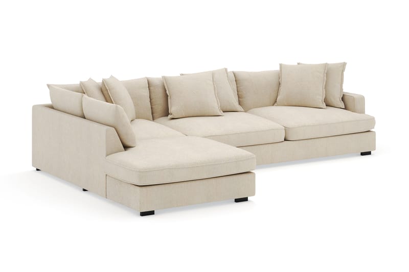 Rossita Lyx 4-seter Ekstra dyp Sofa med Sjeselong Venstre - Beige Chenille - Møbler - Sofaer - Sofaer med sjeselong - 4 seters sofa med divan