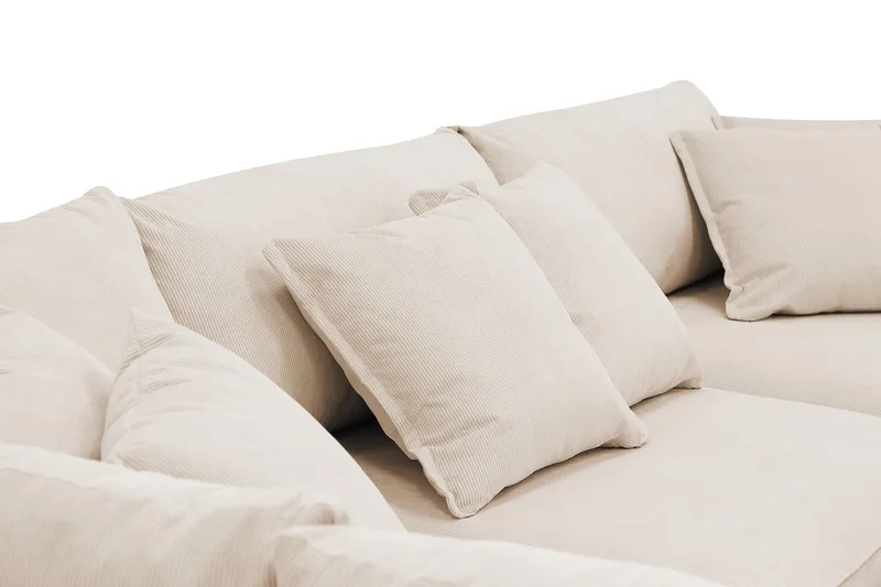 Rossita Lyx 4-seter Ekstra dyp Sofa med Sjeselong Venstre - Beige Kordfløyel - Møbler - Sofaer - Sofaer med sjeselong - 4 seters sofa med divan