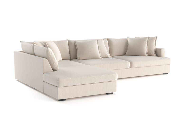 Rossita Lyx 4-seter Ekstra dyp Sofa med Sjeselong Venstre - Beige Kordfløyel - Møbler - Sofaer - Sofaer med sjeselong - 4 seters sofa med divan