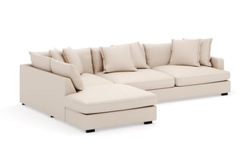 Rossita Lyx 4-seter Ekstra dyp Sofa med Sjeselong Venstre - Beige Kordfløyel - Møbler - Sofaer - Sofaer med sjeselong - 4 seters sofa med divan