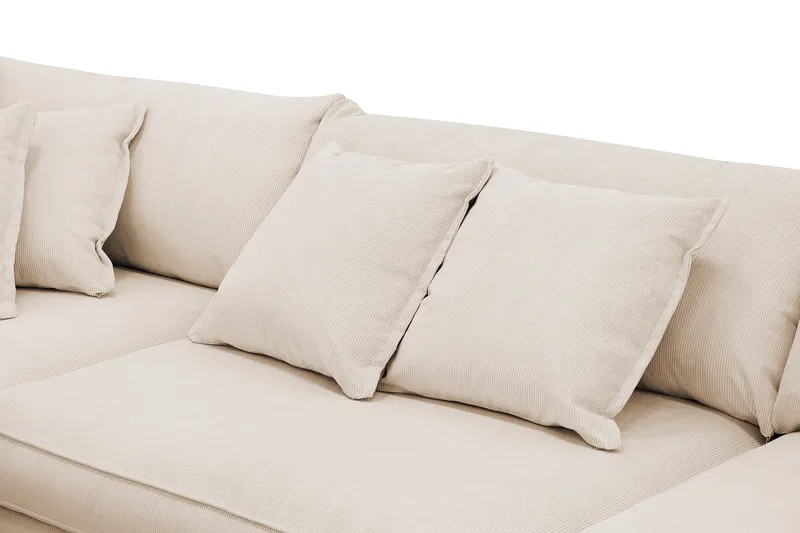 Rossita Lyx 4-seter Ekstra dyp Sofa med Sjeselong Venstre - Beige Kordfløyel - Møbler - Sofaer - Sofaer med sjeselong - 4 seters sofa med divan