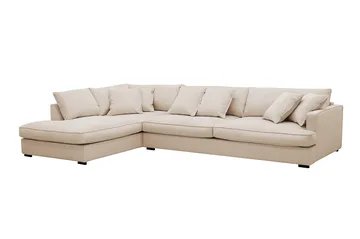 Rossita Lyx 4-seter Ekstra dyp Sofa med Sjeselong Venstre - Beige Kordfløyel - Møbler - Sofaer - Sofaer med sjeselong - 4 seters sofa med divan