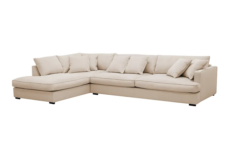 Rossita Lyx 4-seter Ekstra dyp Sofa med Sjeselong Venstre - Beige Kordfløyel - Møbler - Sofaer - Sofaer med sjeselong - 4 seters sofa med divan