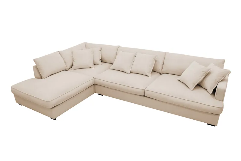 Rossita Lyx 4-seter Ekstra dyp Sofa med Sjeselong Venstre - Beige Kordfløyel - Møbler - Sofaer - Sofaer med sjeselong - 4 seters sofa med divan