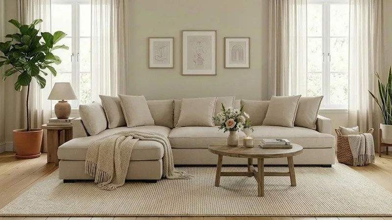 Rossita Lyx 4-seter Ekstra dyp Sofa med Sjeselong Venstre - Beige Stoff - Møbler - Sofaer - Sofaer med sjeselong - 4 seters sofa med divan