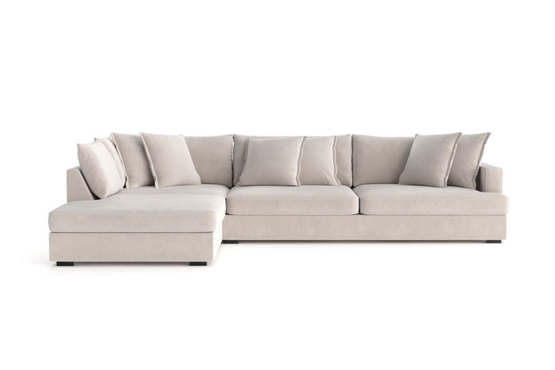 Rossita Lyx 4-seter Ekstra dyp Sofa med Sjeselong Venstre - Beige Stoff - Møbler - Sofaer - Sofaer med sjeselong - 4 seters sofa med divan