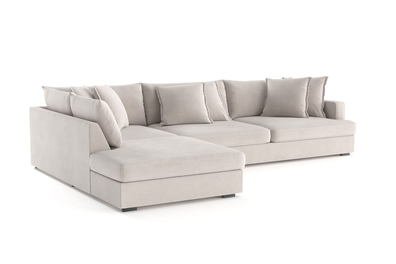 Rossita Lyx 4-seter Ekstra dyp Sofa med Sjeselong Venstre - Beige Stoff - Møbler - Sofaer - Sofaer med sjeselong - 4 seters sofa med divan
