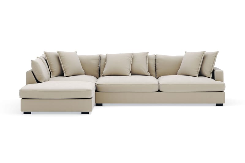 Rossita Lyx 4-seter Ekstra dyp Sofa med Sjeselong Venstre - Beige Stoff - Møbler - Sofaer - Sofaer med sjeselong - 4 seters sofa med divan