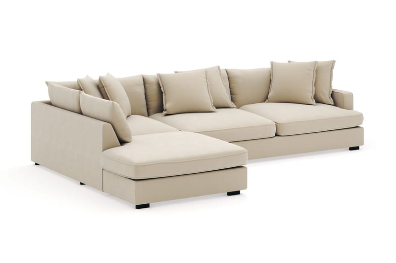 Rossita Lyx 4-seter Ekstra dyp Sofa med Sjeselong Venstre - Beige Stoff - Møbler - Sofaer - Sofaer med sjeselong - 4 seters sofa med divan