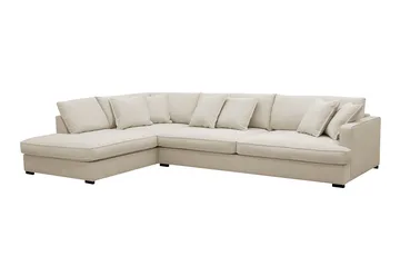 Rossita Lyx 4-seter Ekstra dyp Sofa med Sjeselong Venstre - Beige Stoff - Møbler - Sofaer - Sofaer med sjeselong - 4 seters sofa med divan