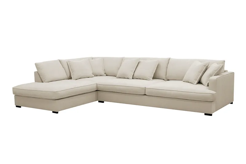 Rossita Lyx 4-seter Ekstra dyp Sofa med Sjeselong Venstre - Beige Stoff - Møbler - Sofaer - Sofaer med sjeselong - 4 seters sofa med divan
