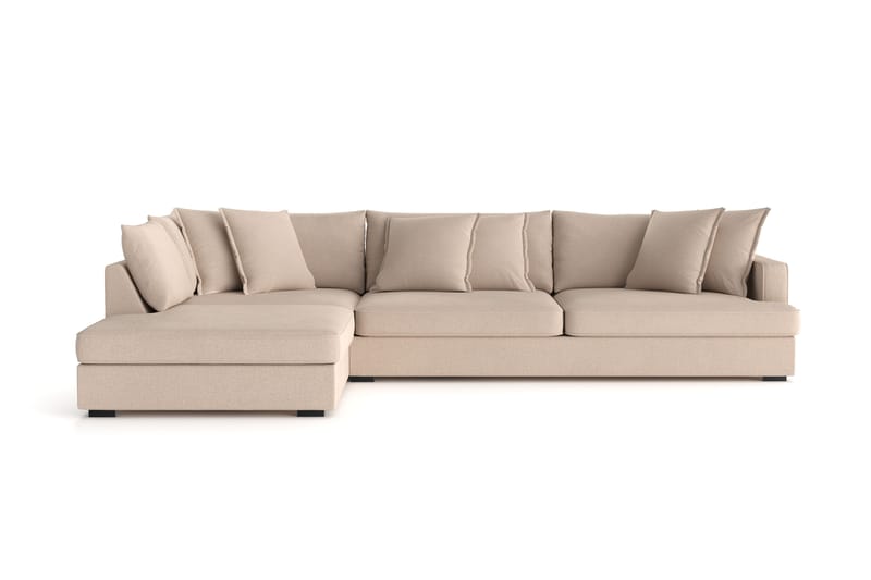 Rossita Lyx 4-seter Ekstra dyp Sofa med Sjeselong Venstre - Beige Stoff - Møbler - Sofaer - Sofaer med sjeselong - 4 seters sofa med divan