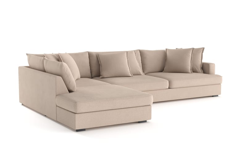 Rossita Lyx 4-seter Ekstra dyp Sofa med Sjeselong Venstre - Beige Stoff - Møbler - Sofaer - Sofaer med sjeselong - 4 seters sofa med divan