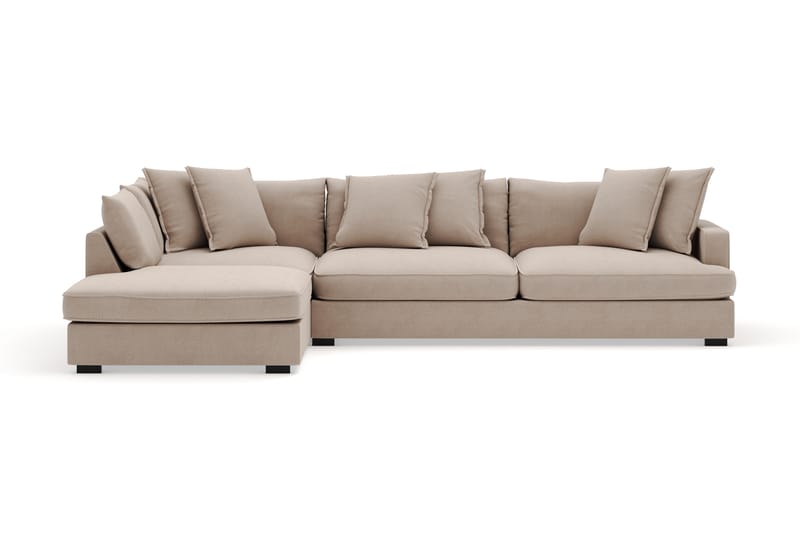 Rossita Lyx 4-seter Ekstra dyp Sofa med Sjeselong Venstre - Beige Stoff - Møbler - Sofaer - Sofaer med sjeselong - 4 seters sofa med divan
