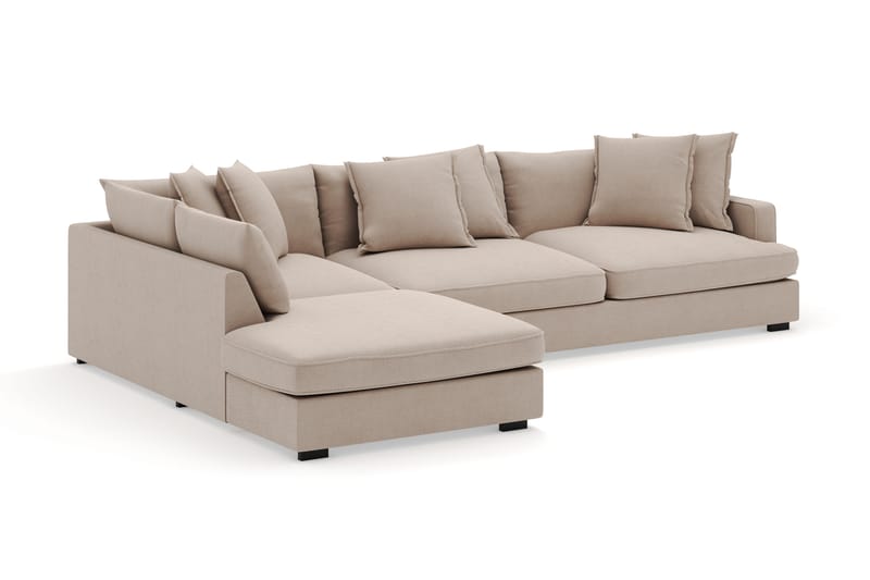 Rossita Lyx 4-seter Ekstra dyp Sofa med Sjeselong Venstre - Beige Stoff - Møbler - Sofaer - Sofaer med sjeselong - 4 seters sofa med divan