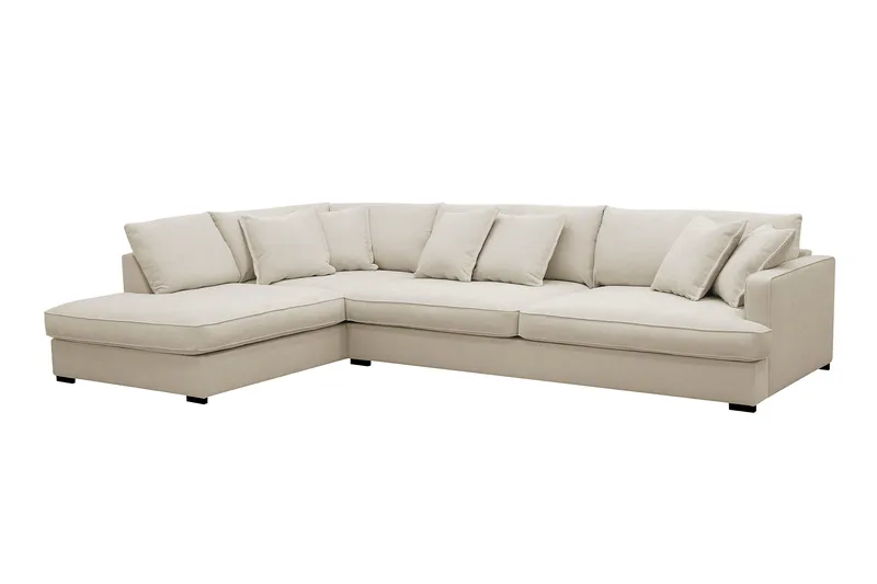 Rossita Lyx 4-seter Ekstra dyp Sofa med Sjeselong Venstre - Beige Stoff - Møbler - Sofaer - Sofaer med sjeselong - 4 seters sofa med divan