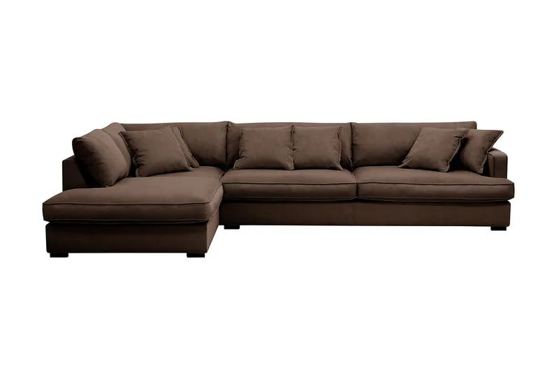Rossita Lyx 4-seter Ekstra dyp Sofa med Sjeselong Venstre, Brun Kordfløyel