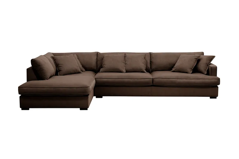 Rossita Lyx 4-seter Ekstra dyp Sofa med Sjeselong Venstre, Brun Kordfløyel