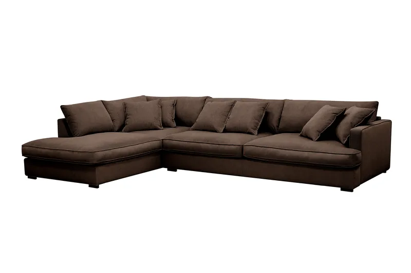 Rossita Lyx 4-seter Ekstra dyp Sofa med Sjeselong Venstre - Brun Kordfløyel - Møbler - Sofaer - Sofaer med sjeselong - 4 seters sofa med divan