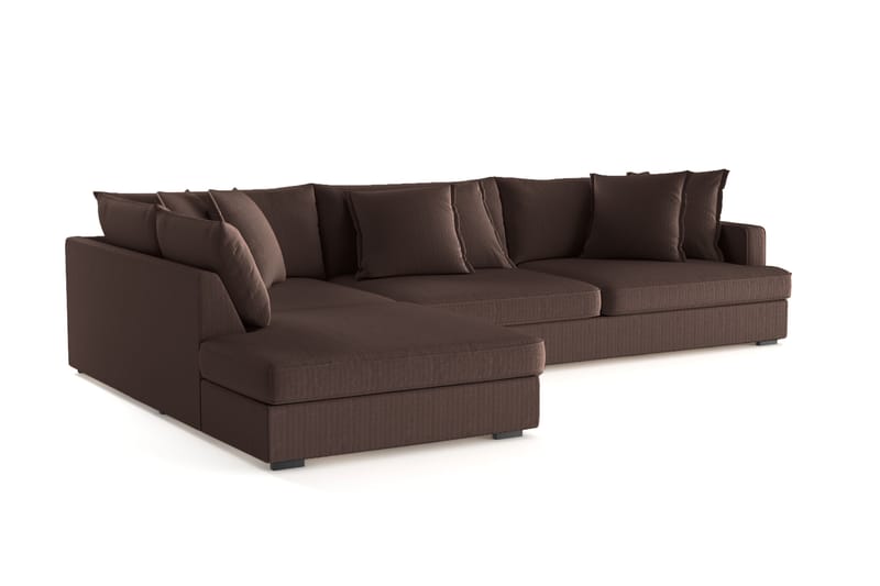 Rossita Lyx 4-seter Ekstra dyp Sofa med Sjeselong Venstre - Brun Kordfløyel - Møbler - Sofaer - Sofaer med sjeselong - 4 seters sofa med divan