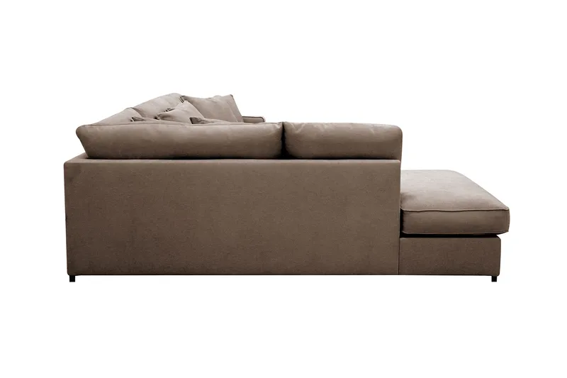 Rossita Lyx 4-seter Ekstra dyp Sofa med Sjeselong Venstre - Brun Stoff - Møbler - Sofaer - Sofaer med sjeselong - 4 seters sofa med divan