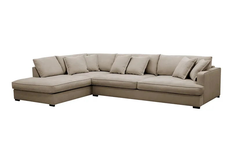 Rossita Lyx 4-seter Ekstra dyp Sofa med Sjeselong Venstre - Brun Stoff - Møbler - Sofaer - Sofaer med sjeselong - 4 seters sofa med divan