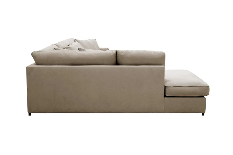 Rossita Lyx 4-seter Ekstra dyp Sofa med Sjeselong Venstre - Brun Stoff - Møbler - Sofaer - Sofaer med sjeselong - 4 seters sofa med divan