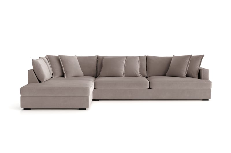 Rossita Lyx 4-seter Ekstra dyp Sofa med Sjeselong Venstre - Brun Stoff - Møbler - Sofaer - Sofaer med sjeselong - 4 seters sofa med divan