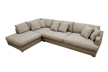 Rossita Lyx 4-seter Ekstra dyp Sofa med Sjeselong Venstre - Brun Stoff - Møbler - Sofaer - Sofaer med sjeselong - 4 seters sofa med divan