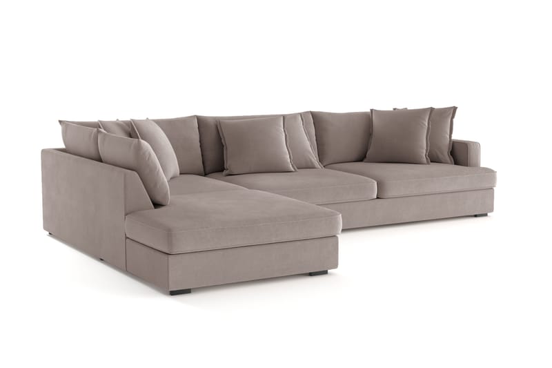 Rossita Lyx 4-seter Ekstra dyp Sofa med Sjeselong Venstre - Brun Stoff - Møbler - Sofaer - Sofaer med sjeselong - 4 seters sofa med divan