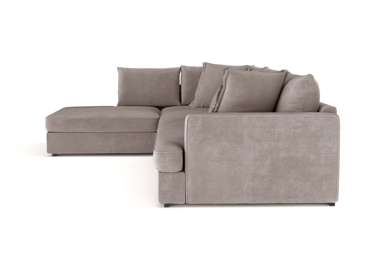Rossita Lyx 4-seter Ekstra dyp Sofa med Sjeselong Venstre - Brun Stoff - Møbler - Sofaer - Sofaer med sjeselong - 4 seters sofa med divan