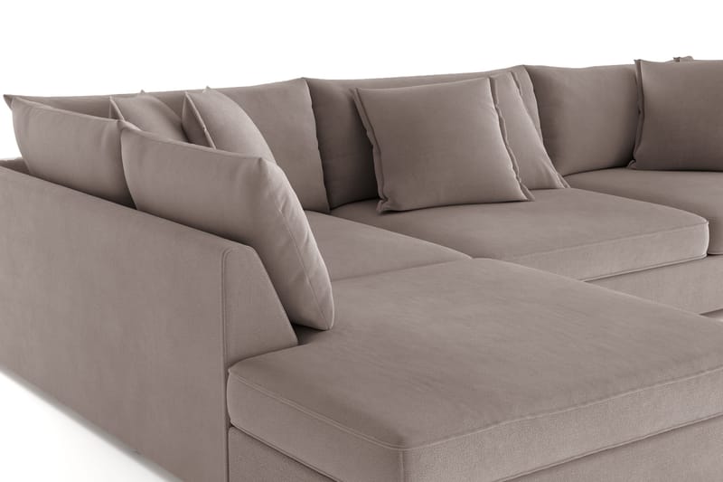 Rossita Lyx 4-seter Ekstra dyp Sofa med Sjeselong Venstre - Brun Stoff - Møbler - Sofaer - Sofaer med sjeselong - 4 seters sofa med divan
