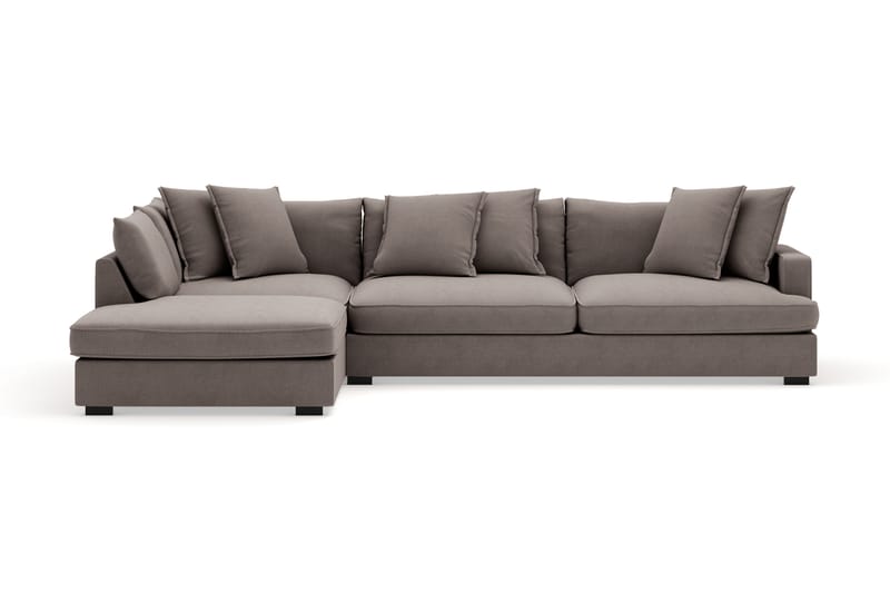 Rossita Lyx 4-seter Ekstra dyp Sofa med Sjeselong Venstre - Brun Stoff - Møbler - Sofaer - Sofaer med sjeselong - 4 seters sofa med divan