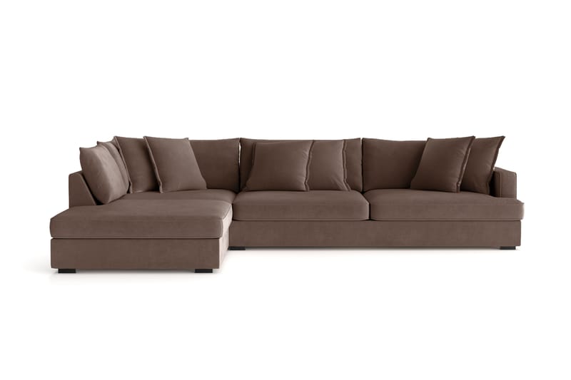 Rossita Lyx 4-seter Ekstra dyp Sofa med Sjeselong Venstre - Brun Stoff - Møbler - Sofaer - Sofaer med sjeselong - 4 seters sofa med divan