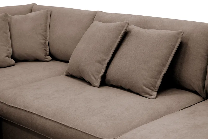 Rossita Lyx 4-seter Ekstra dyp Sofa med Sjeselong Venstre - Brun Stoff - Møbler - Sofaer - Sofaer med sjeselong - 4 seters sofa med divan