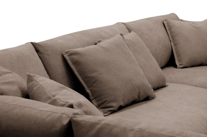 Rossita Lyx 4-seter Ekstra dyp Sofa med Sjeselong Venstre - Brun Stoff - Møbler - Sofaer - Sofaer med sjeselong - 4 seters sofa med divan