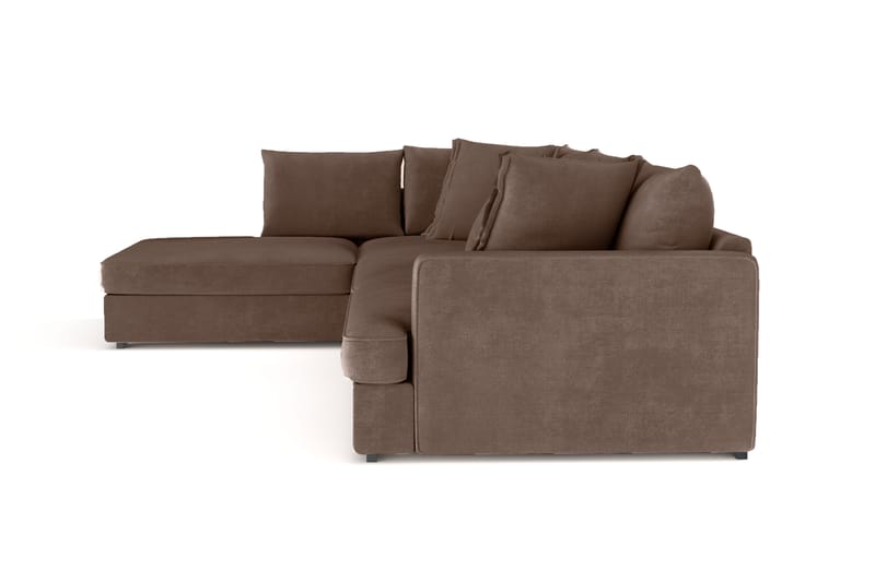 Rossita Lyx 4-seter Ekstra dyp Sofa med Sjeselong Venstre - Brun Stoff - Møbler - Sofaer - Sofaer med sjeselong - 4 seters sofa med divan