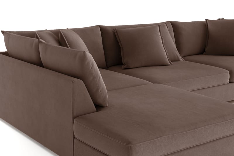 Rossita Lyx 4-seter Ekstra dyp Sofa med Sjeselong Venstre - Brun Stoff - Møbler - Sofaer - Sofaer med sjeselong - 4 seters sofa med divan