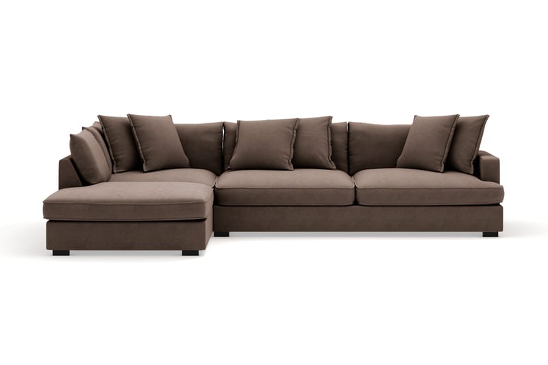 Rossita Lyx 4-seter Ekstra dyp Sofa med Sjeselong Venstre - Brun Stoff - Møbler - Sofaer - Sofaer med sjeselong - 4 seters sofa med divan