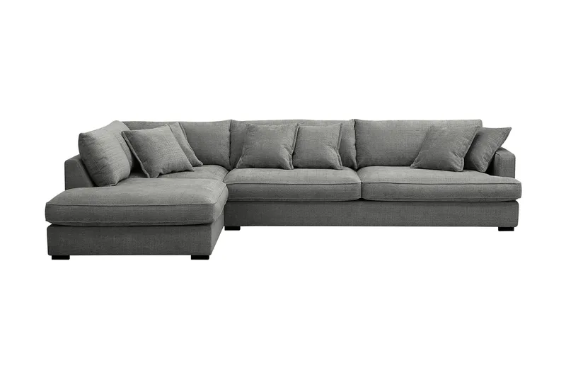 Rossita Lyx 4-seter Ekstra dyp Sofa med Sjeselong Venstre - Grå Chenille - Møbler - Sofaer - Sofaer med sjeselong - 4 seters sofa med divan