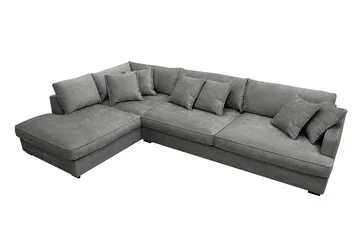 Rossita Lyx 4-seter Ekstra dyp Sofa med Sjeselong Venstre - Grå Chenille - Møbler - Sofaer - Sofaer med sjeselong - 4 seters sofa med divan
