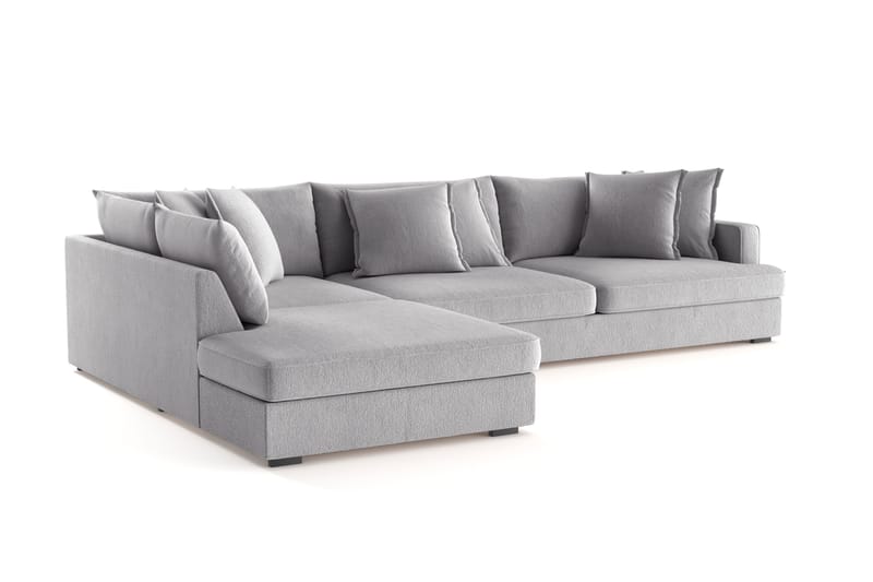 Rossita Lyx 4-seter Ekstra dyp Sofa med Sjeselong Venstre - Grå Chenille - Møbler - Sofaer - Sofaer med sjeselong - 4 seters sofa med divan